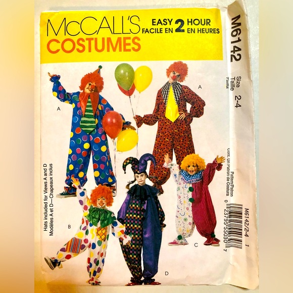 McCall’s M6142 Child’s (Sizes 2-4) Clown Sewing Pattern Uncut - Picture 2 of 12